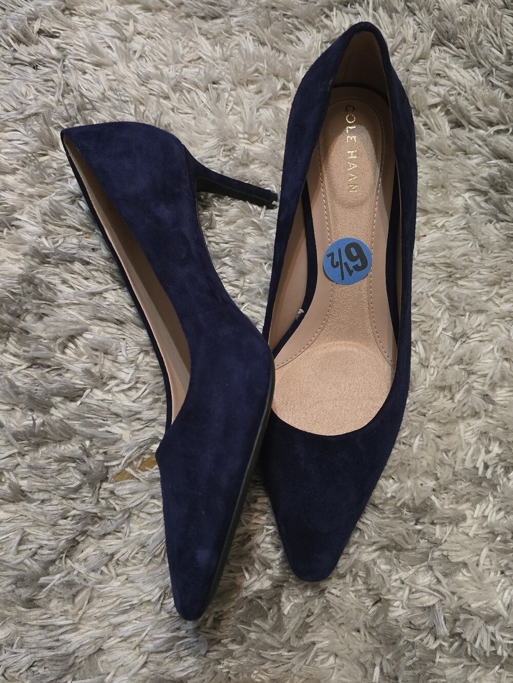 Cole Haan Navy Suede Pointed-Toe Stiletto Pumps